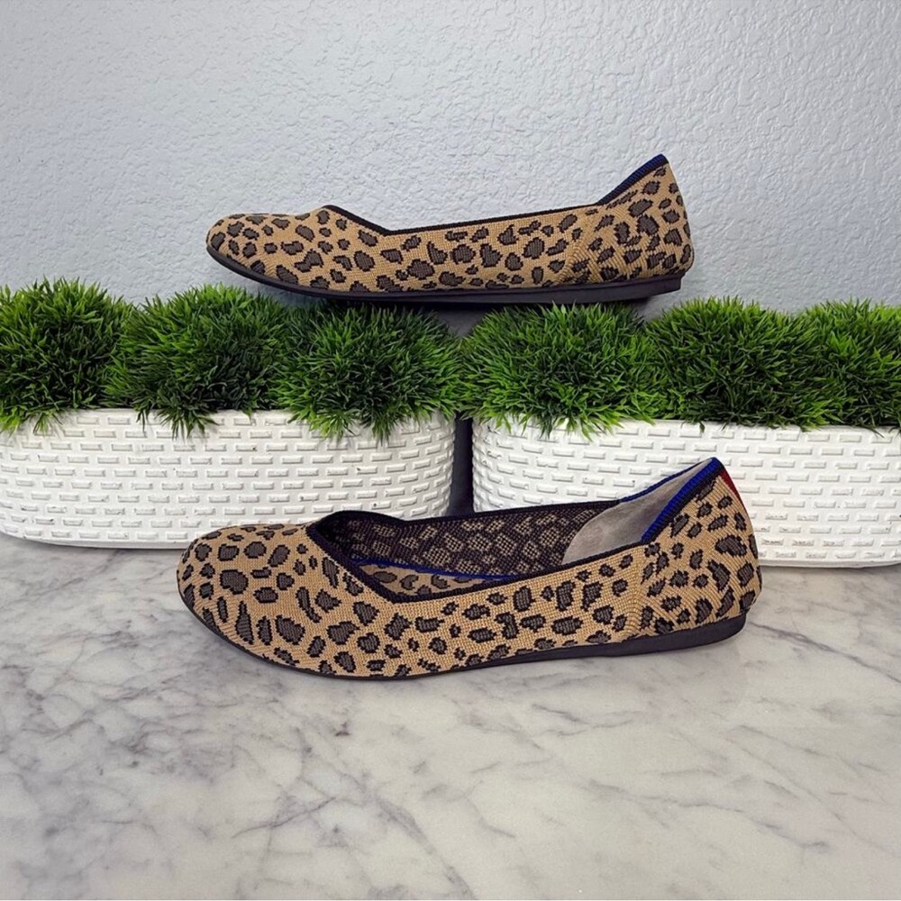 Rothy's Leopard Print Rounded-Toe Flats, Spotted, Size 8.5 - Picture 2 of 2